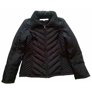 Kenneth Cole Reaction Puffer Jacket Womens Small Black Down & Feather Fill Coat